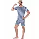 Déguisement Maillot de bain rétro rayé bleu et blanc homme, Taille: Large