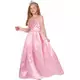 Lange satijn roze prinsessen jurk voor meisjes, Maat: 7–9 jaar (120–130 cm)
