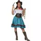 Kostuum cowgirl met blauw ruitje voor vrouwen, Maat: X-Small