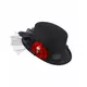 Chapeau haut de forme noir tête de mort fleur rouge Dia de los muertos adulte, image 2