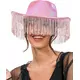 Roze iriserende cowboyhoed met franjes voor volwassenen, image 2