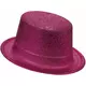 Chapeau haut de forme plastique pailleté fuschia adulte, image 2