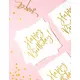 20 Serviettes en papier happy birthday blanches et dorées 33 x 33 cm, image 2