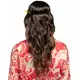 Lange bruine pruik met bloemen hoofdband voor vrouwen, image 2