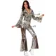 Déguisement disco argenté femme, Taille: Medium/Large, image 2