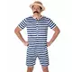 Déguisement Maillot de bain rétro rayé bleu et blanc homme, Taille: Large, image 2