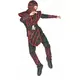 Rood gestreept ninja kostuum voor jongens, Maat: 10–12 jaar (130–140 cm), image 3