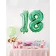 Metallic groene aluminium cijfer ballon, Maat: 6, image 3
