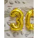 Goudkleurige aluminium cijfer ballon, Maat: 9, image 3