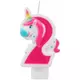 Roze eenhoorn cijferkaars 14 cm, Maat: 2, image 4