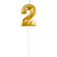 Gouden cijferkaars met diamanteffect 5 cm, Maat: 6, image 4